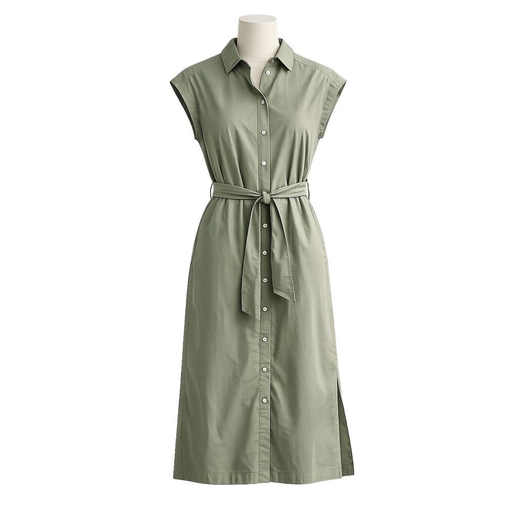 Everlane Supima Cotton Button Front Midi Shirt Dress - Sage Green - Size 0 - NWT